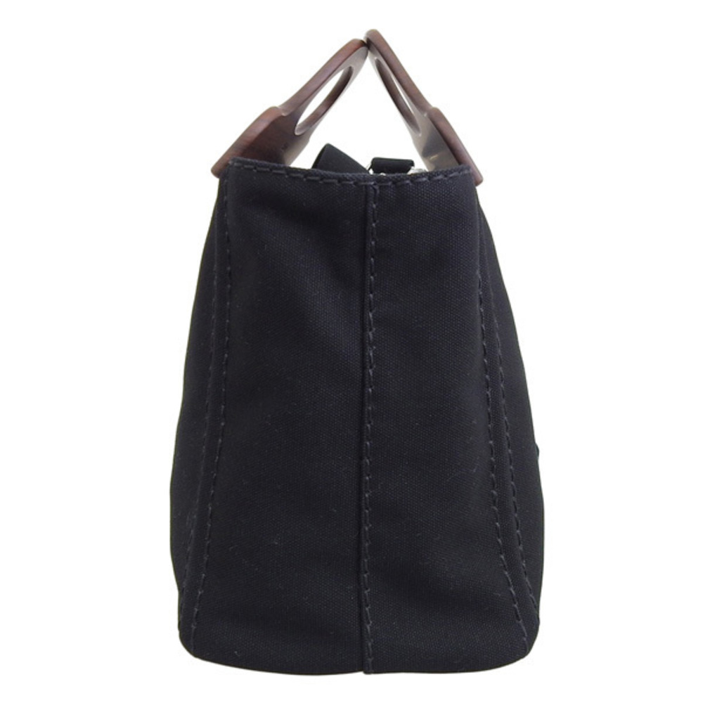 Prada Legno Canvas Handbags Black Canapa Outlet